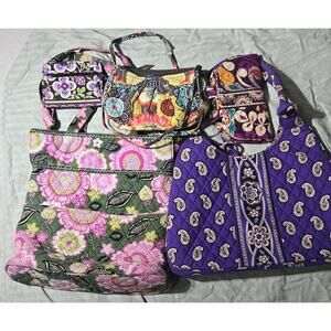 Vera Bradley Lot of 5 Multicolor Quilted Floral Shoulder Bags and wallets